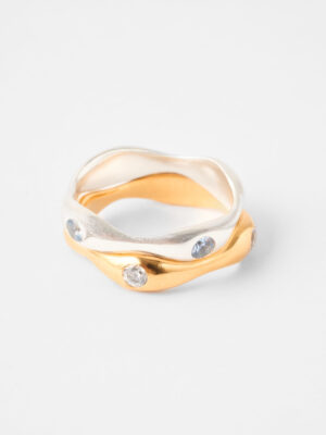 Anillo con Cristales Marea Oro